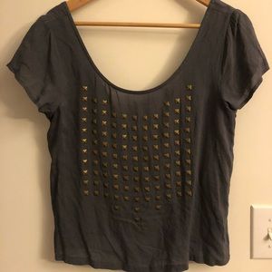 low back gray studded top